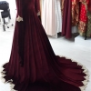 Kiralık Bordo Kadife Altın Renk Dantelli Bindallı 36 - 38 Beden